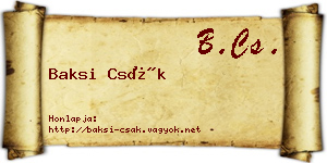 Baksi Csák névjegykártya